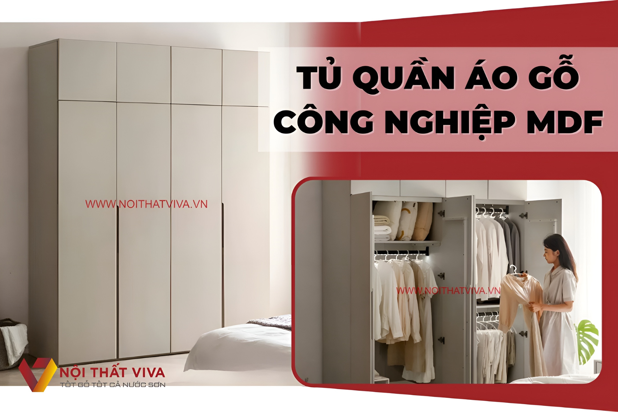 Tủ Quần Áo Gỗ Mdf Phủ Melamine Kịch Trần Cá Tính Hiện Đại