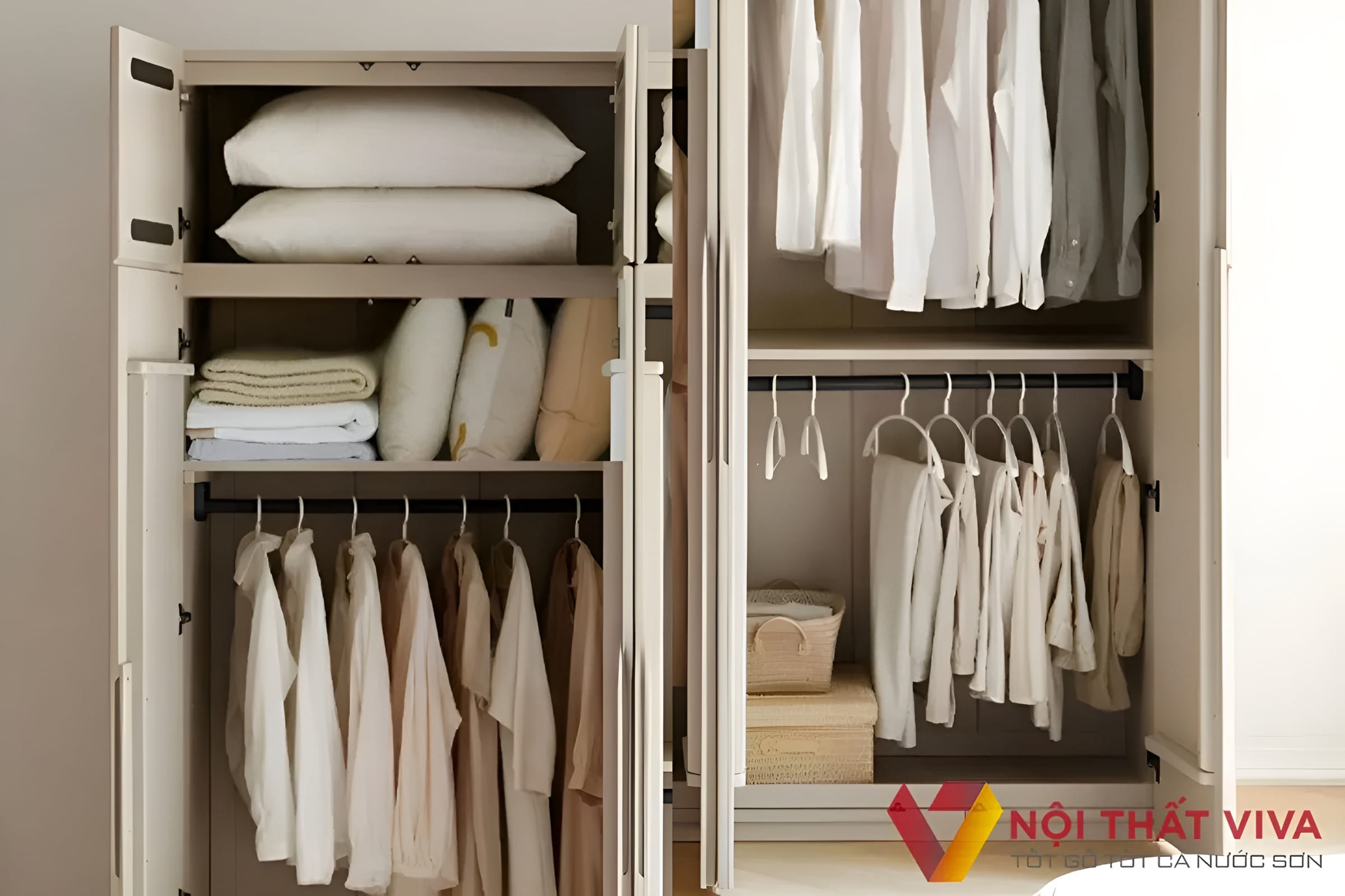 Tủ Quần Áo Gỗ Mdf Phủ Melamine Kịch Trần Cá Tính Hiện Đại