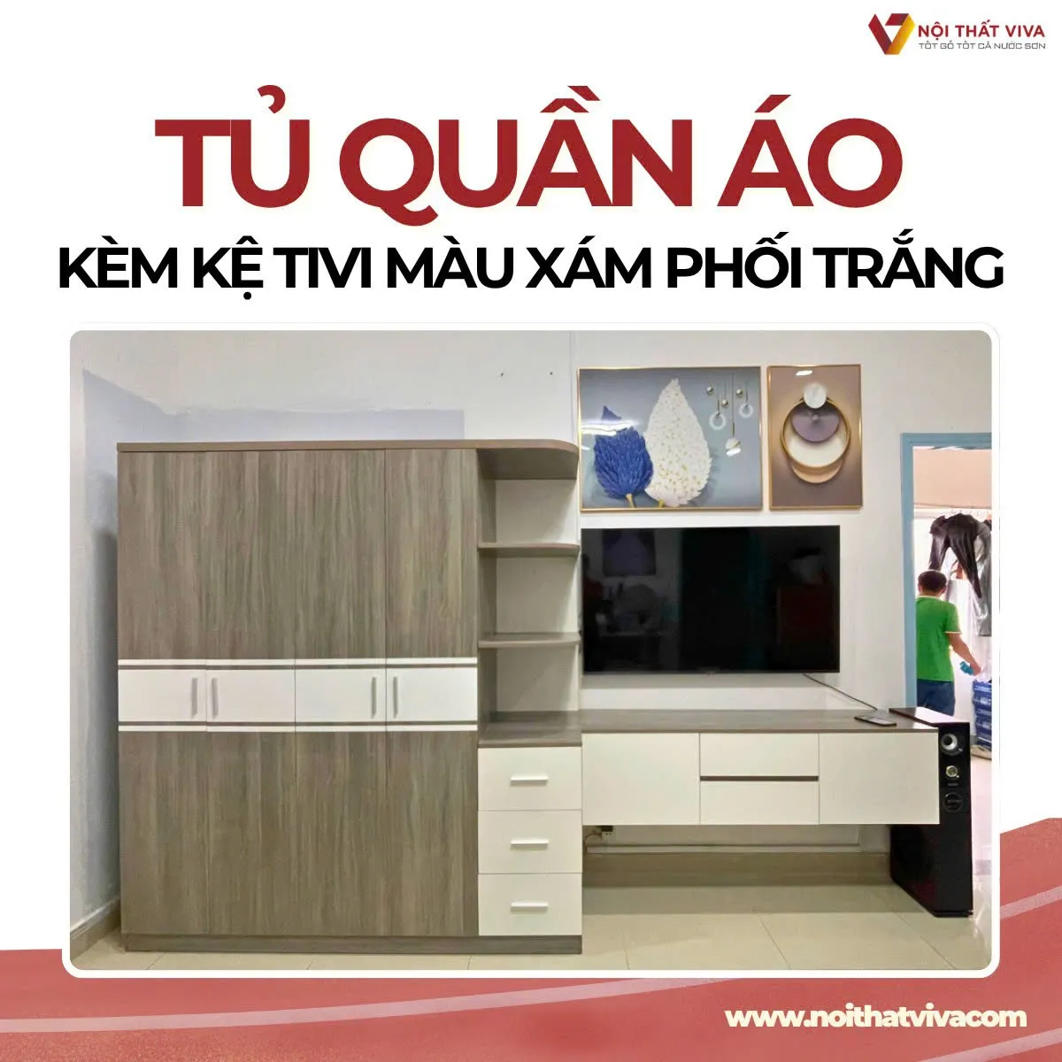 Tủ Quần Áo Kết Hợp Kệ Tivi