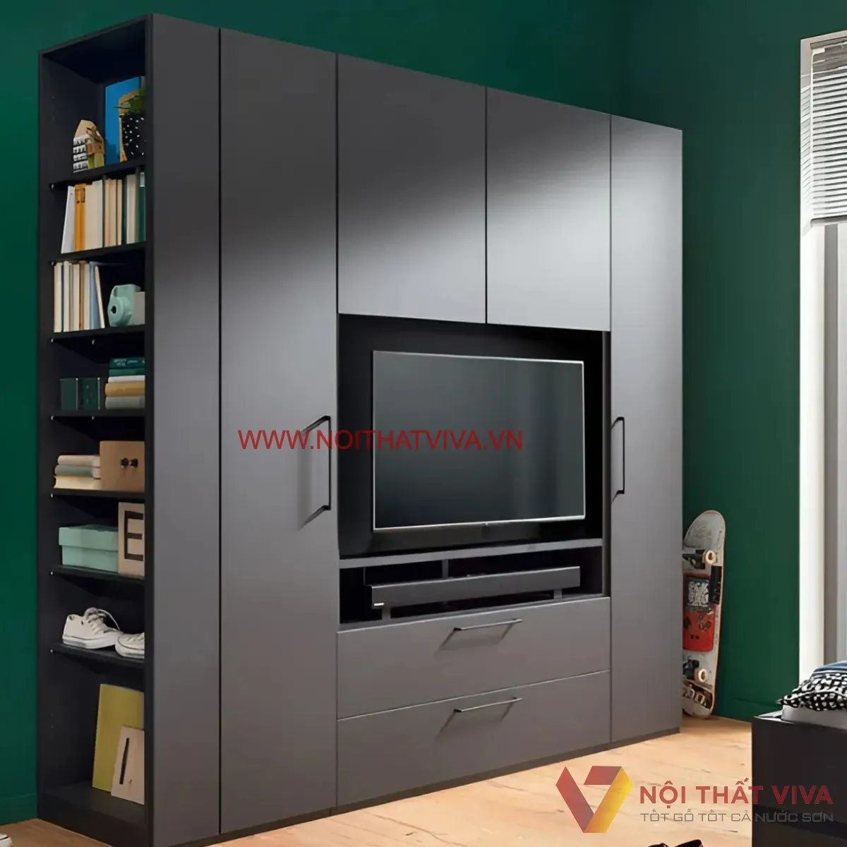 Tủ Quần Áo Kết Hợp Kệ Tivi