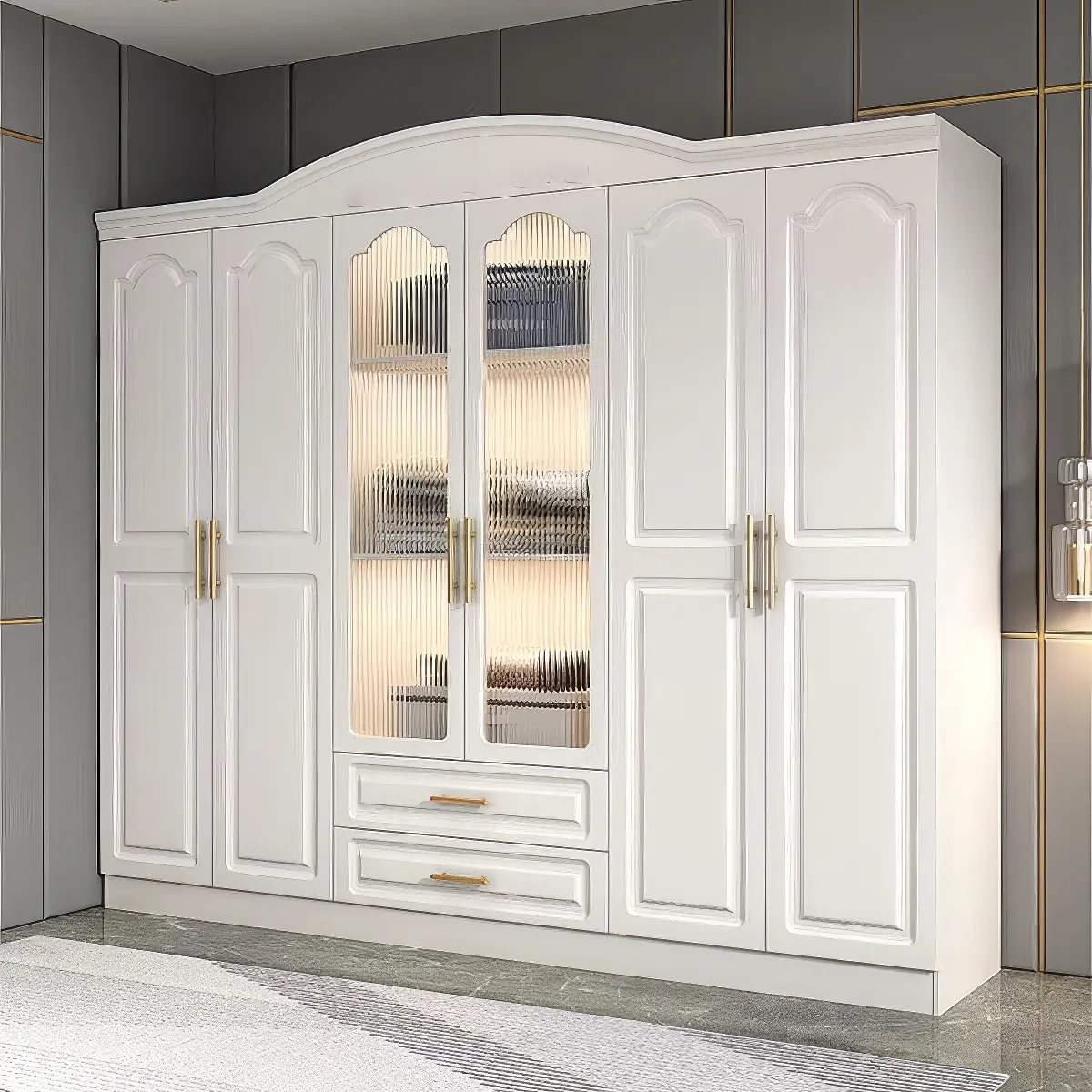 Tủ Quần Áo Khung Gỗ Phối Kính Phong Cách Hiện Đại