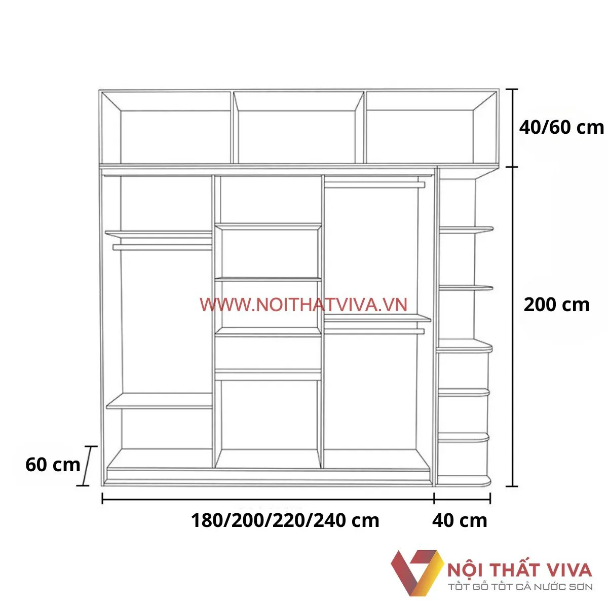 Tủ Quần Áo Sang Trọng Thiết Kế Sát Trần Cửa Lùa Gỗ Tự Nhiên Hiện Đại