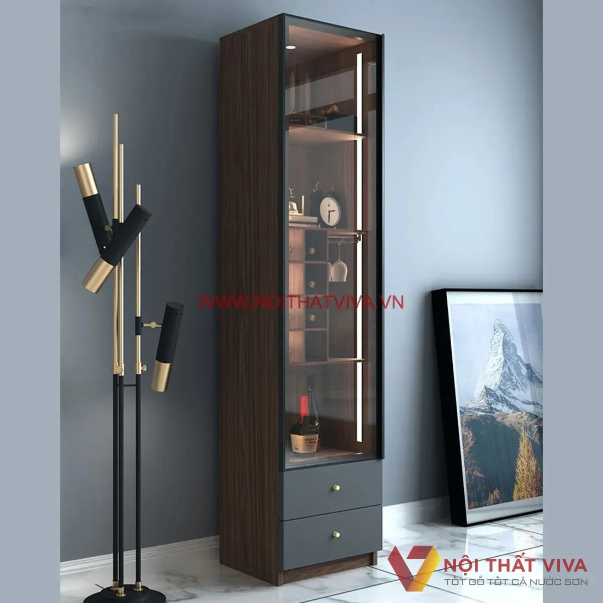 Tủ Rượu Gỗ C&ocirc;ng Nghiệp