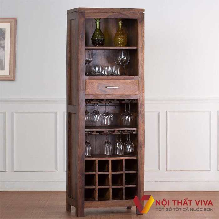 Mẫu tủ rượu gỗ tự nhiên đẹp, giá rẻ, sang trọng cho phòng khách.