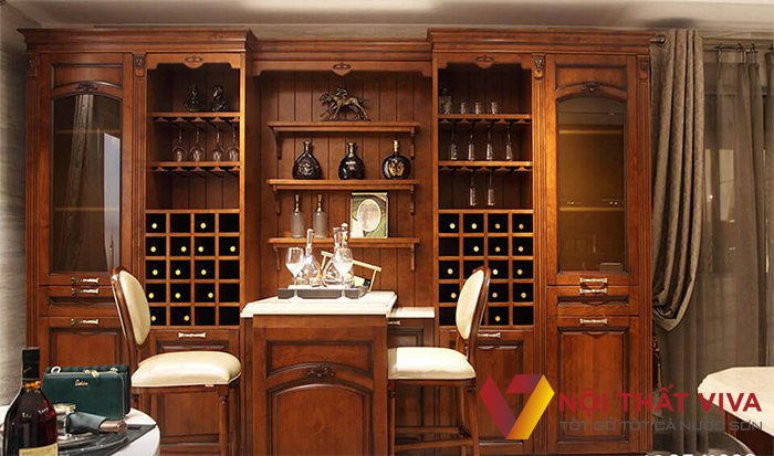 Mẫu tủ rượu gỗ tự nhiên đẹp, giá rẻ, nhiều tính năng sử dụng, lưu trữ đồ.