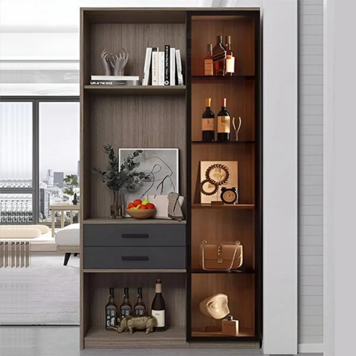 Tủ Rượu Hiện Đại Gỗ Công Nghiệp Cánh Kính Đẹp Cao Cấp