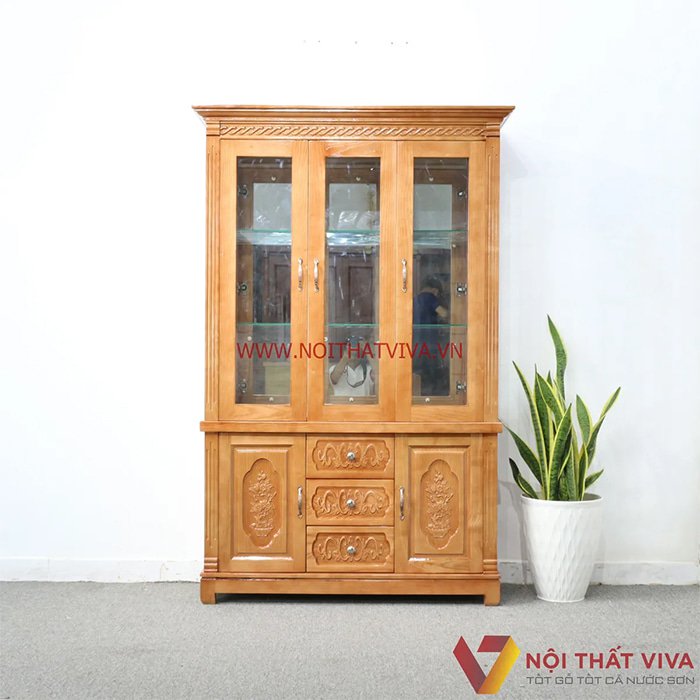 Tủ rượu gỗ mỹ nghệ phòng khách đẹp cổ điển, giao hàng nhanh tại Nội thất Viva.