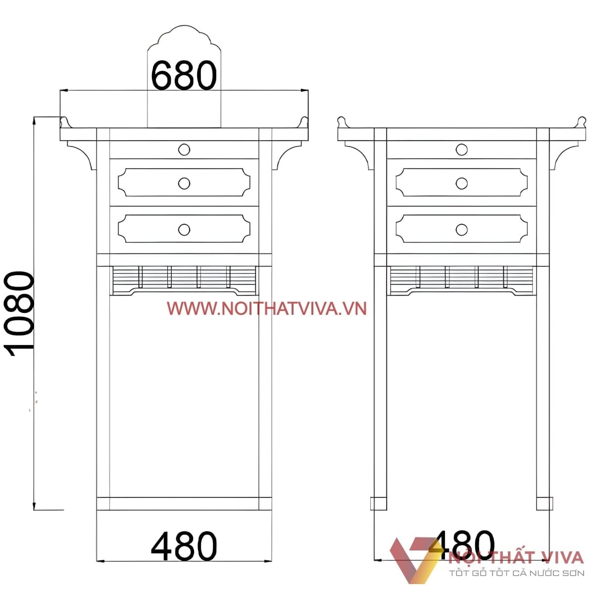 K&iacute;ch thước tủ thờ chung cư, căn hộ