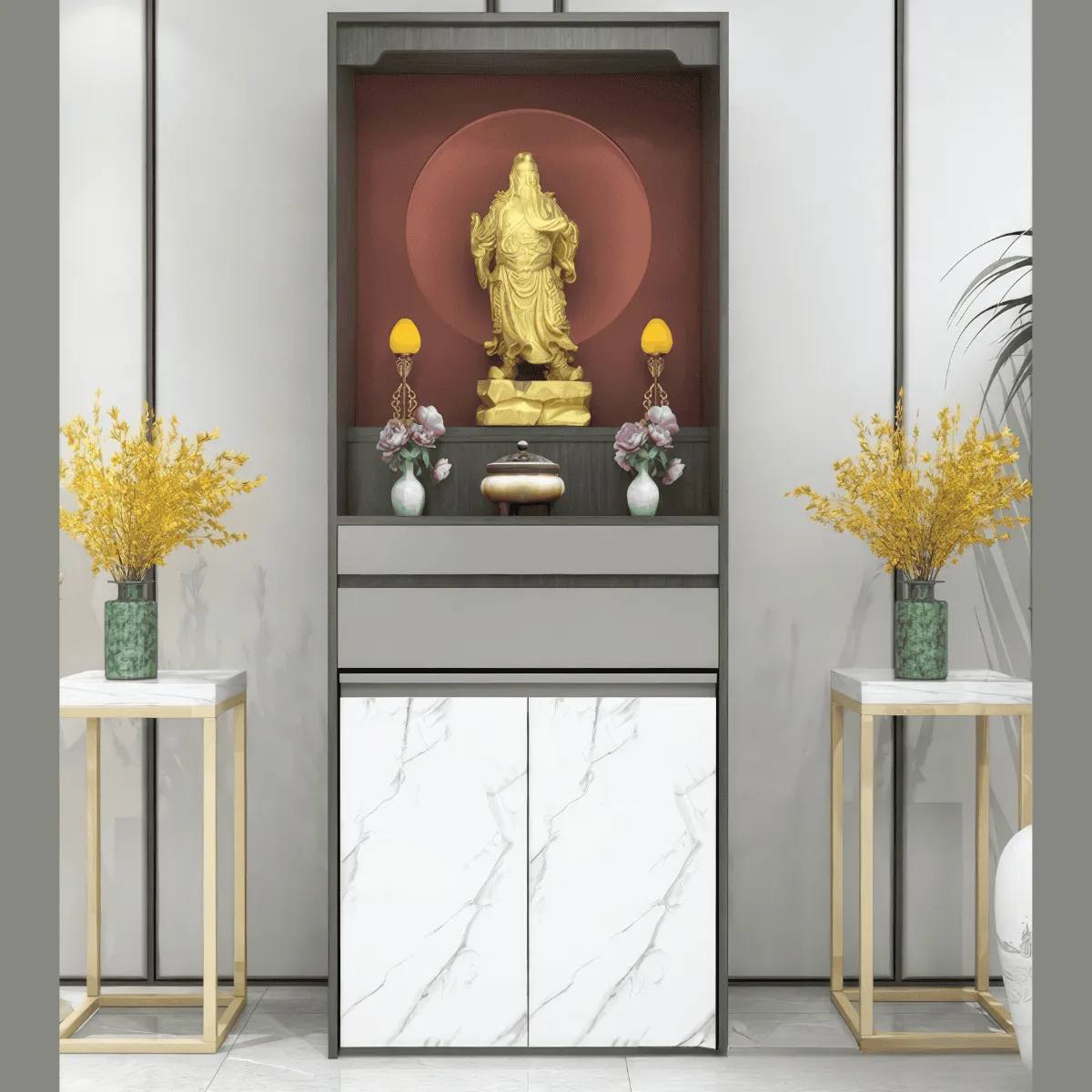 Tủ Thờ Hiện Đại Gỗ Công Nghiệp Kèm Tủ Nhỏ Di Động