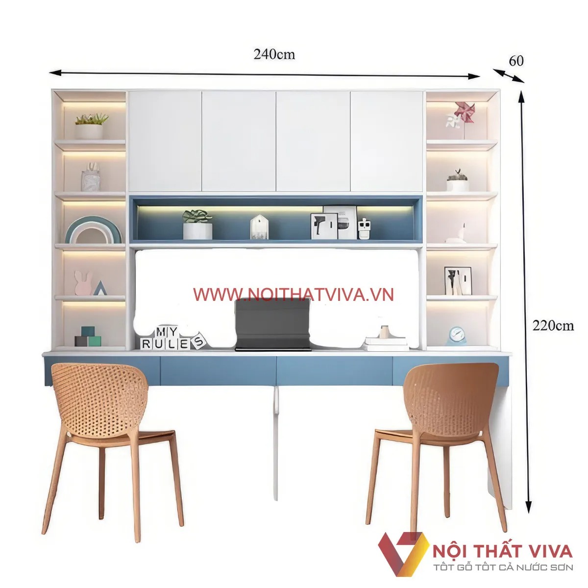 Tiêu chuẩn kích thước bàn học 2 người theo xu hướng mới nhất 2025