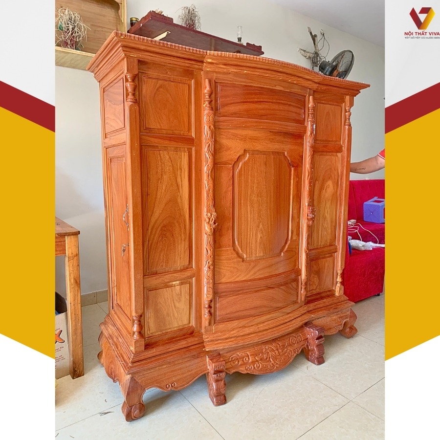 Top 4 mẫu tủ thờ gỗ gõ đỏ đáng mua nhất, chuẩn gỗ tự nhiên 100%