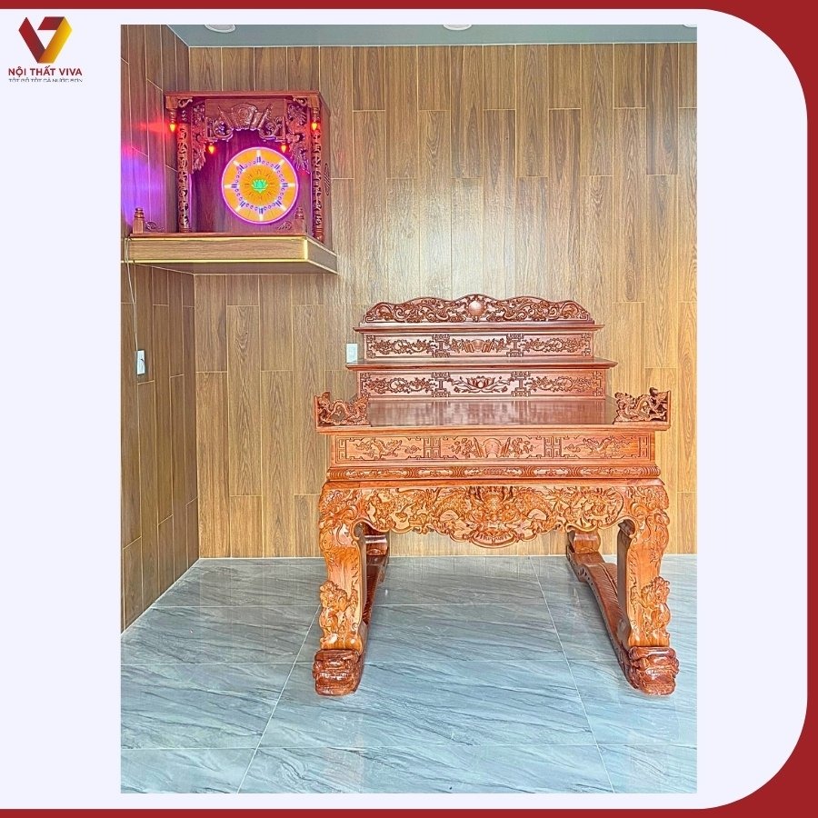 Top 4 mẫu tủ thờ gỗ gõ đỏ đáng mua nhất, chuẩn gỗ tự nhiên 100%