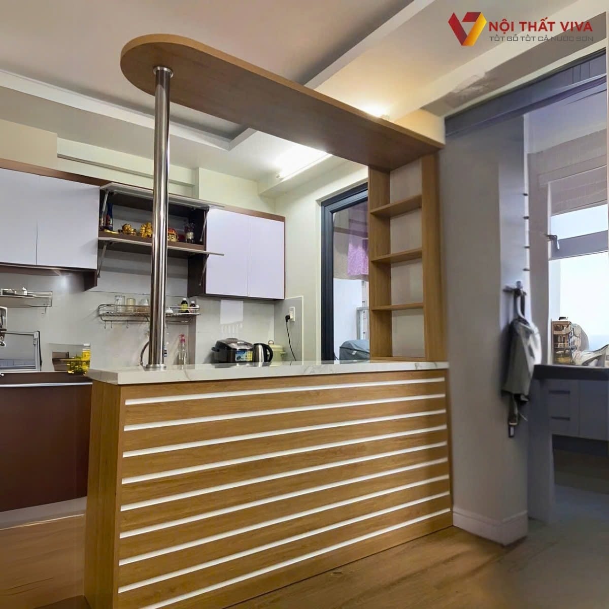 Tổng hợp mẫu tủ bếp c&oacute; quầy bar đẹp, hiện đại, ấn tượng nhất 2026