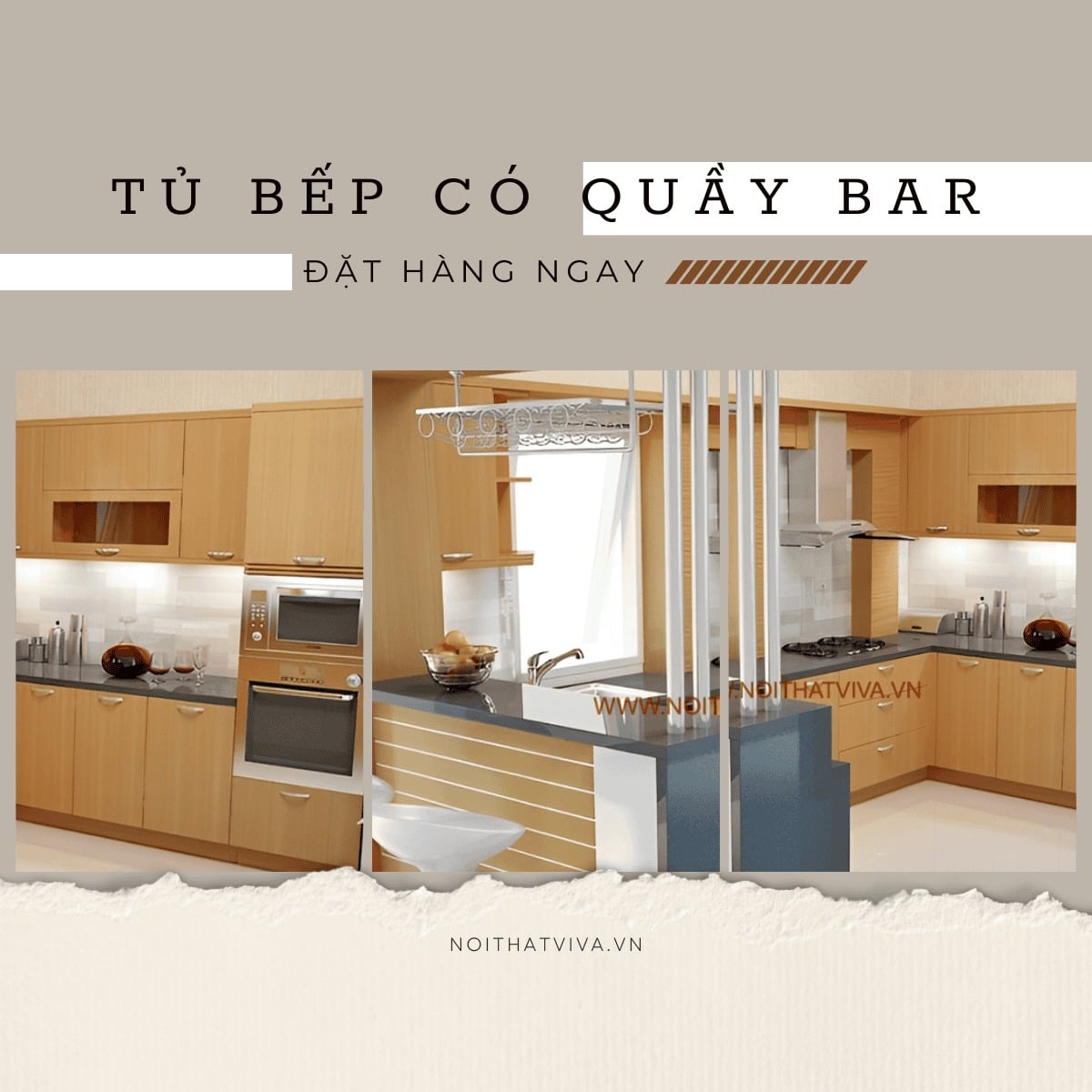 Tổng hợp mẫu tủ bếp c&oacute; quầy bar đẹp, hiện đại, ấn tượng nhất 2026