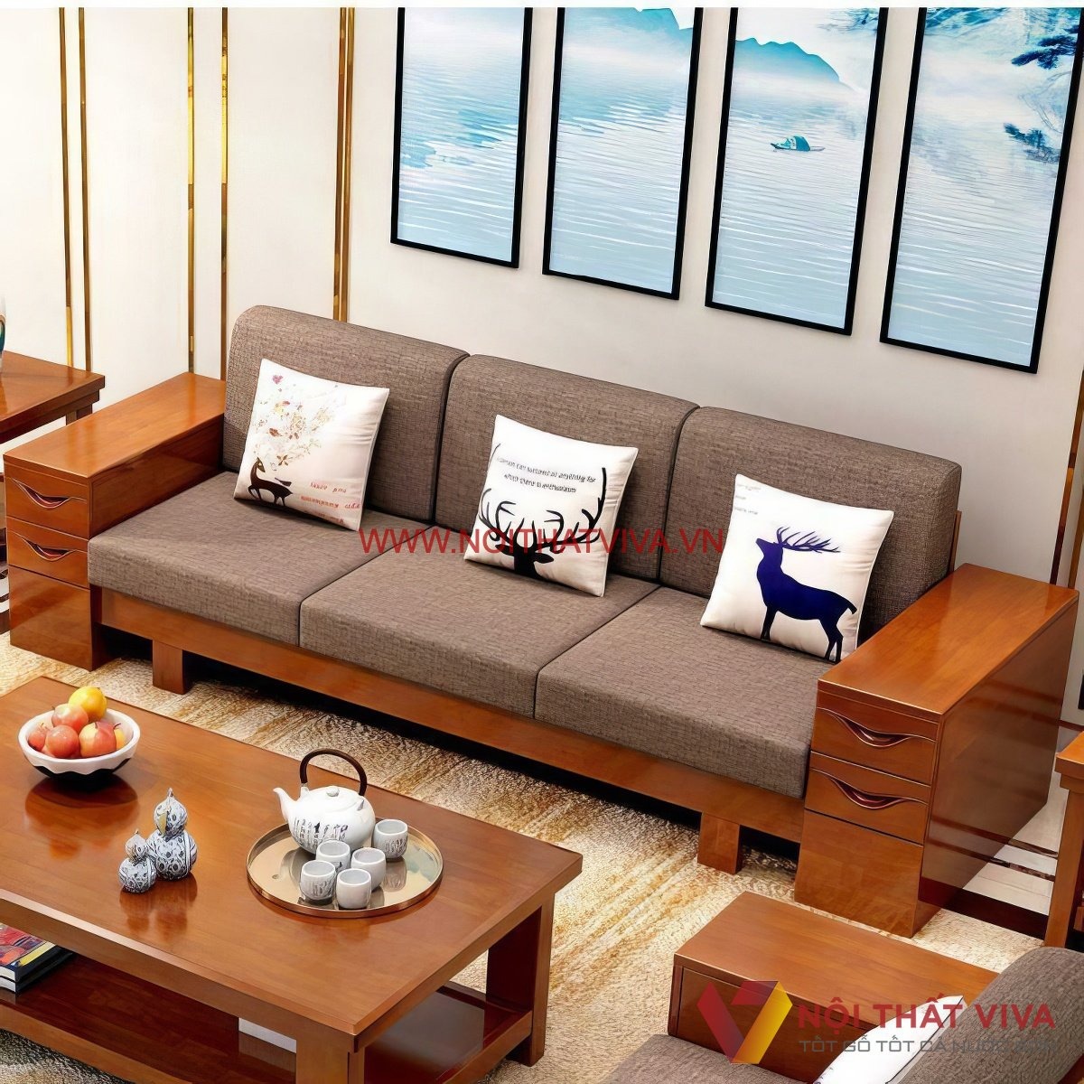 Top 8 mẫu ghế sofa gỗ nệm đẹp, giá rẻ đang được ưa chuộng nhất 