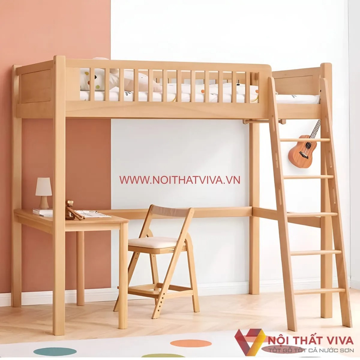 Top 10+ mẫu giường tầng trẻ em có bàn học tiện nghi, an toàn