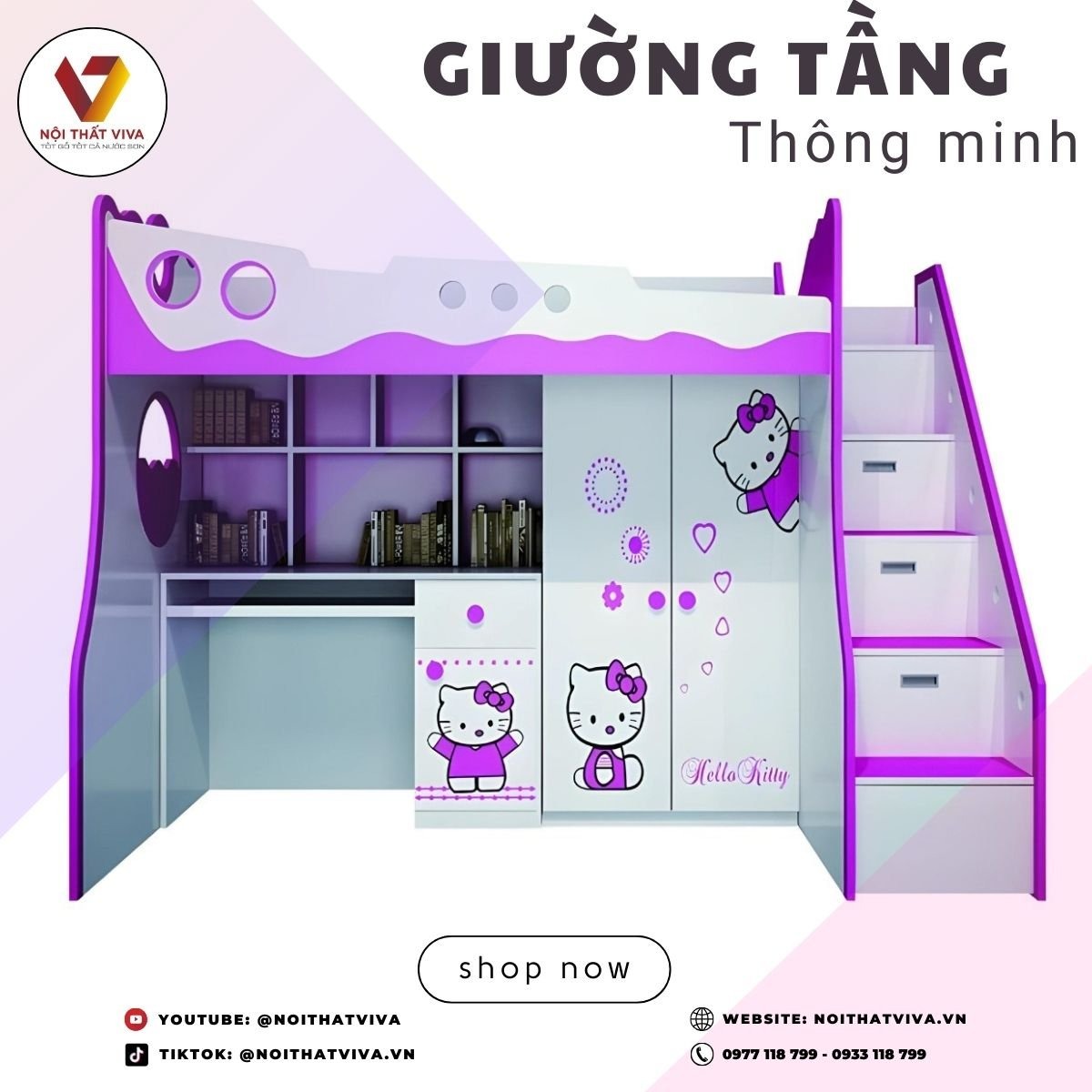 Top 10+ mẫu giường tầng trẻ em có bàn học tiện nghi, an toàn
