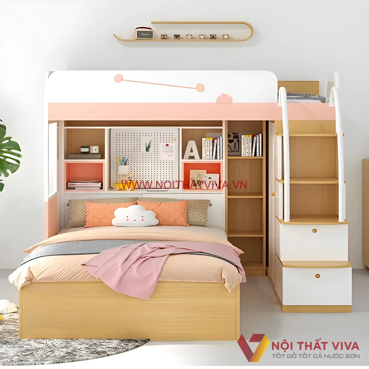 Top 10+ mẫu giường tầng trẻ em có bàn học tiện nghi, an toàn