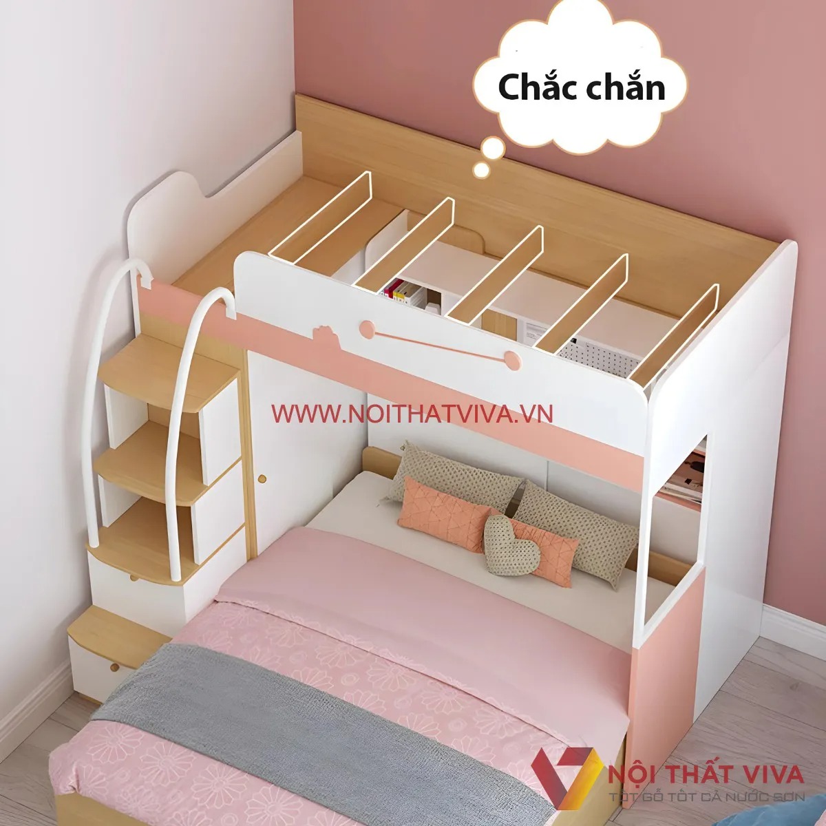 Top 10+ mẫu giường tầng trẻ em có bàn học tiện nghi, an toàn