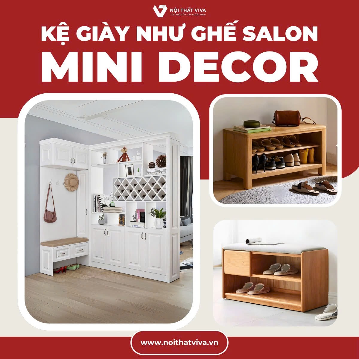 Top 20+ tủ giày có ghế ngồi tiện dụng, thiết kế thông minh cho nhà nhỏ