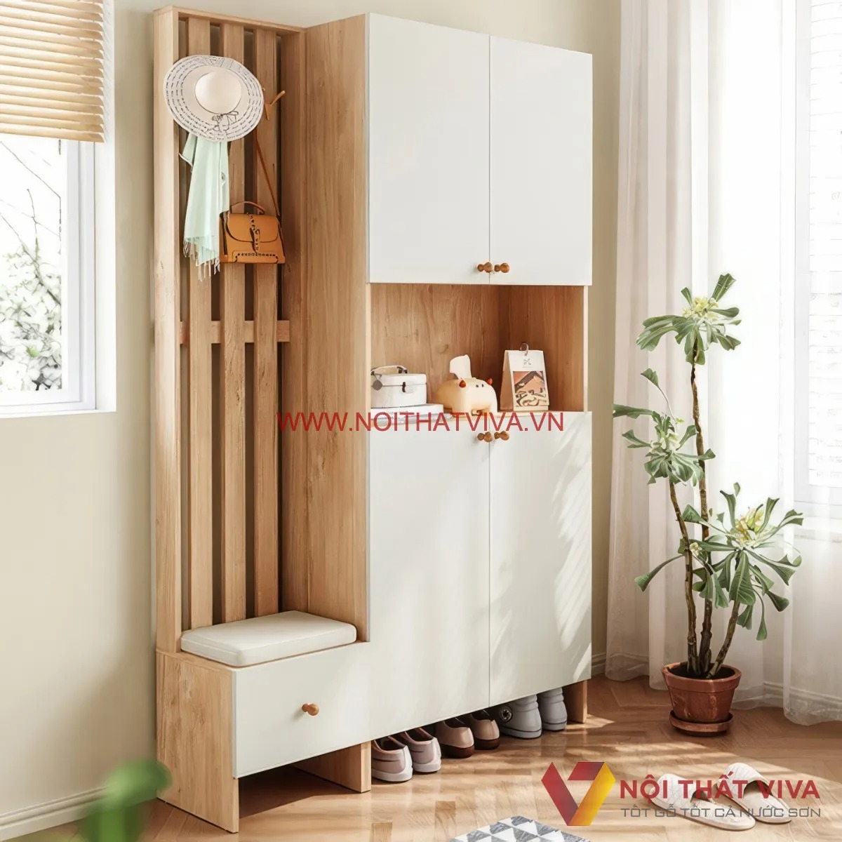 Top 20+ tủ giày có ghế ngồi tiện dụng, thiết kế thông minh cho nhà nhỏ
