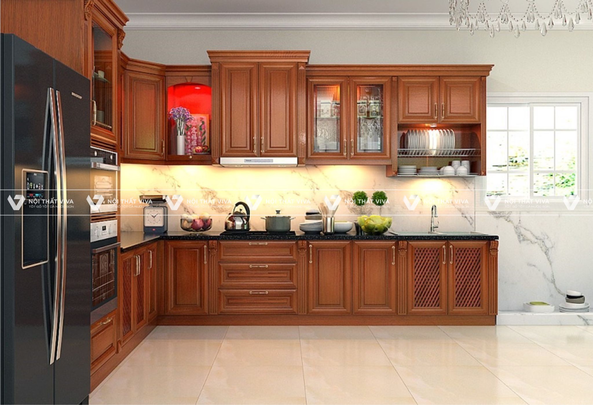 Top 35+ mẫu tủ bếp gỗ căm xe đẹp kèm báo giá cập nhật mới nhất 
