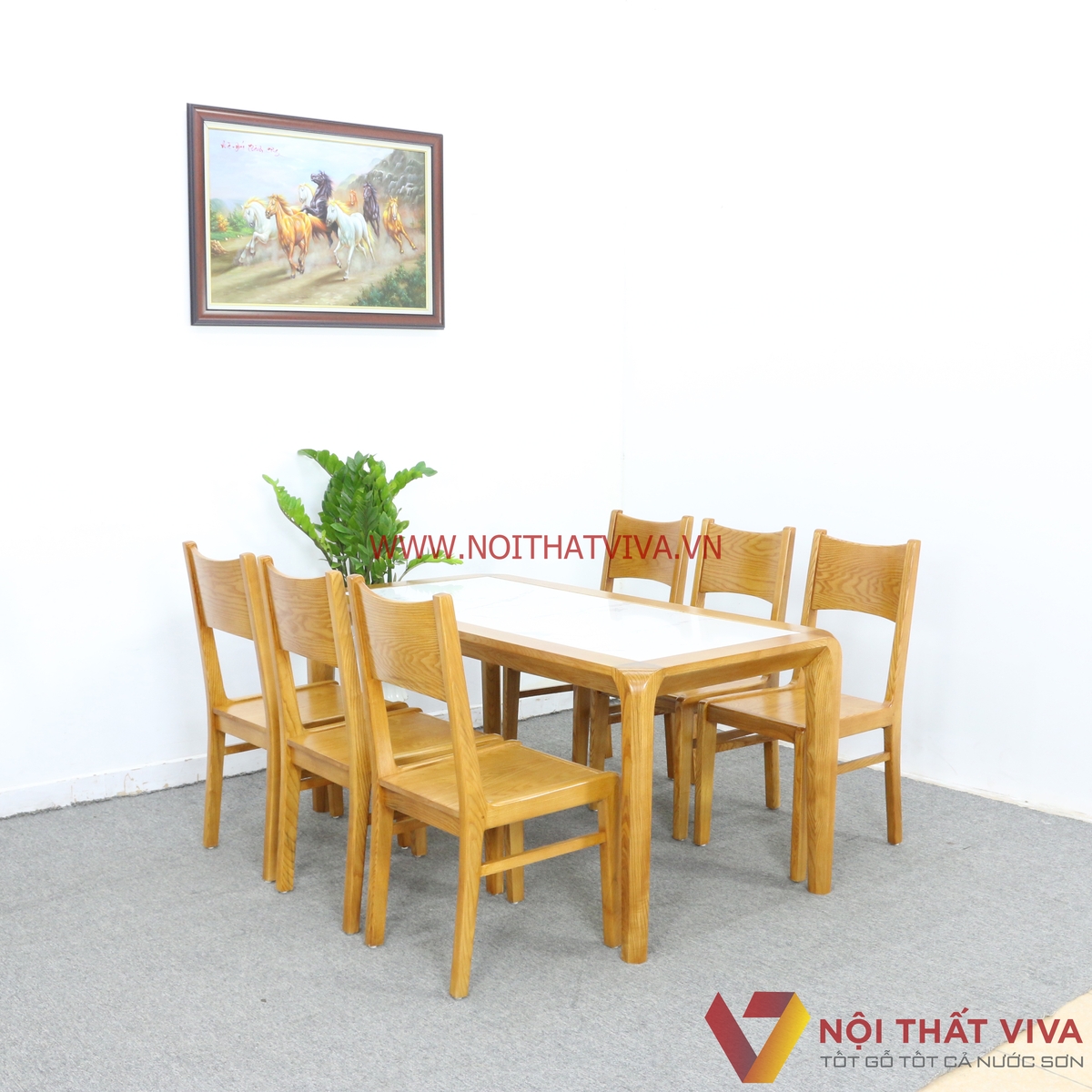 Top 4 bộ bàn ăn mặt đá gỗ sồi cao cấp mẫu mới nhất tại Nội thất Viva