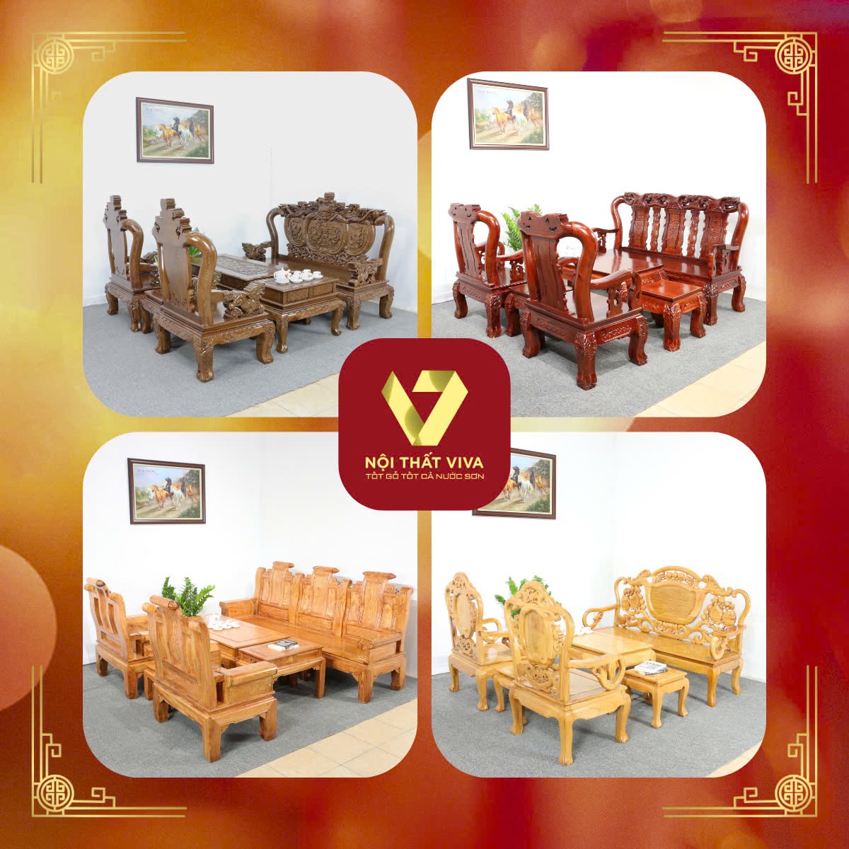 Top 4 bộ salon gỗ ph&ograve;ng kh&aacute;ch được ưa chuộng nhất dịp Tết 2026
