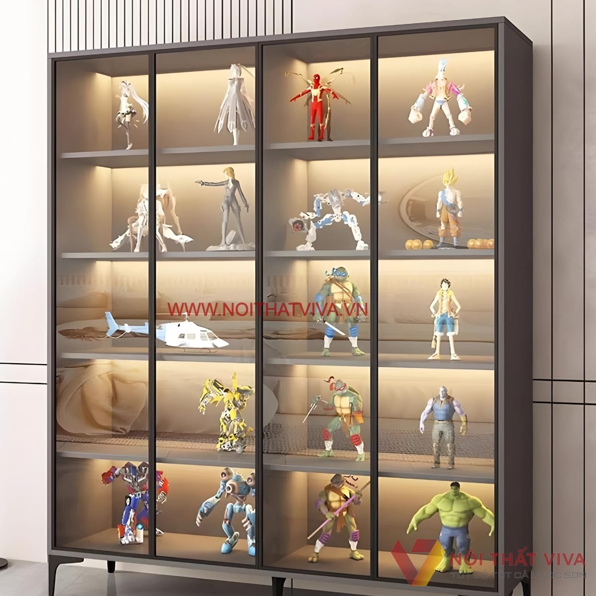 Top 4 tủ trưng bày mô hình ấn tượng & Cách tạo điểm nhấn cho phòng