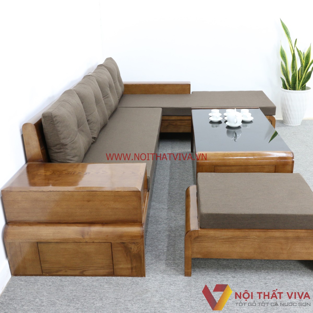 Top 5 bộ bàn ghế sofa gỗ chữ L đẹp nhất cho phòng khách hiện đại