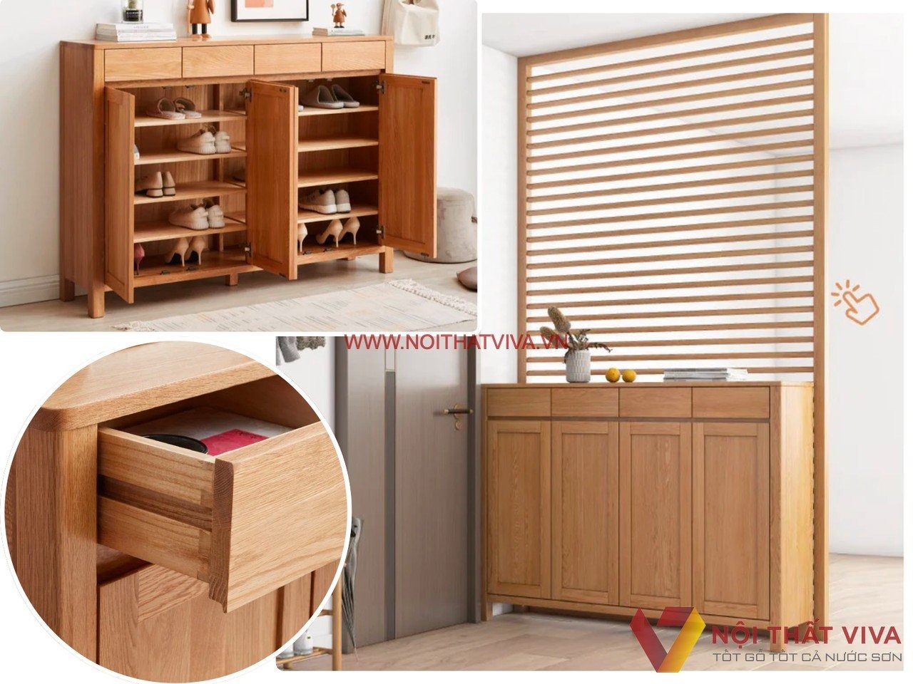  [TOP] Mẫu tủ giày gỗ sồi đẹp tại TPHCM, giá xưởng, chất lượng vượt trội