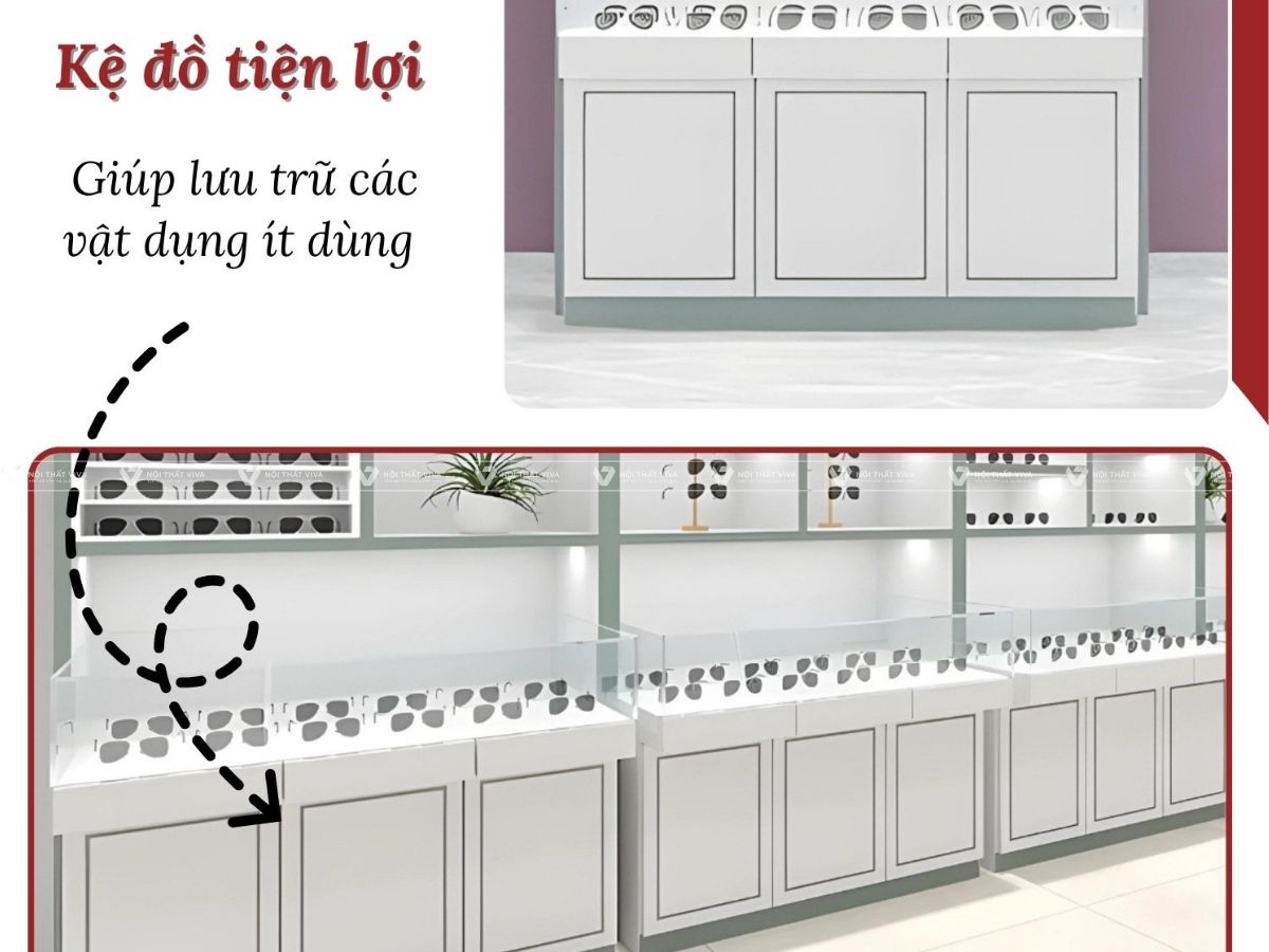 TOP mẫu tủ kính trưng bày mắt kính được ưa chuộng nhất hiện nay