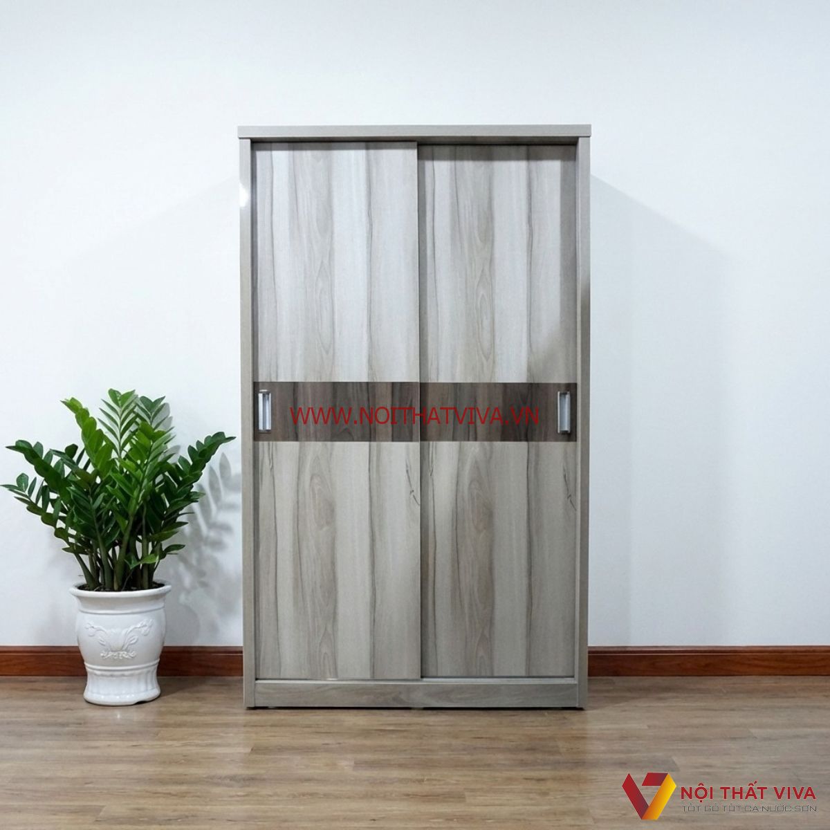 Tủ Quần &Aacute;o MDF Cửa L&ugrave;a M&agrave;u Kem Sọc Đẹp Gi&aacute; Rẻ