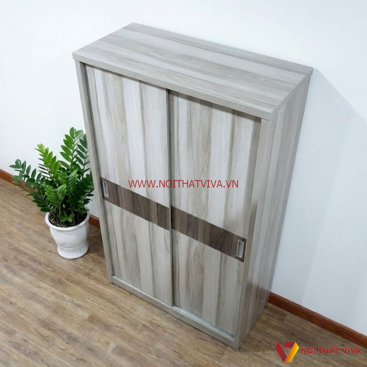 Tủ Quần &Aacute;o MDF Cửa L&ugrave;a M&agrave;u Kem Sọc Đẹp Gi&aacute; Rẻ