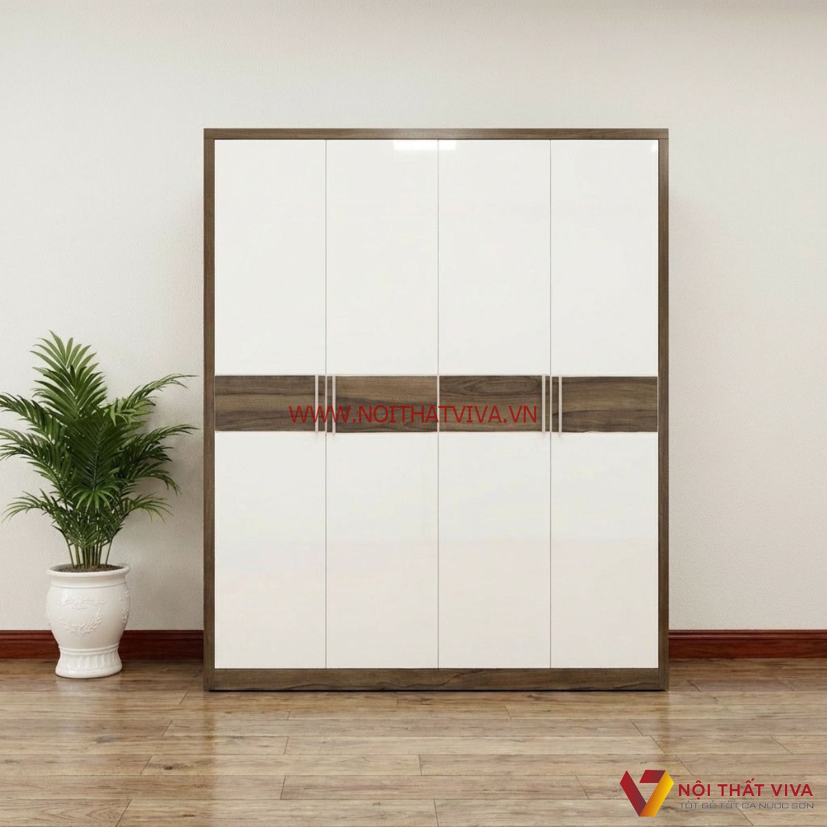 Tủ &Aacute;o MDF 4 C&aacute;nh Trắng Hiện Đại Đẹp Gi&aacute; Rẻ