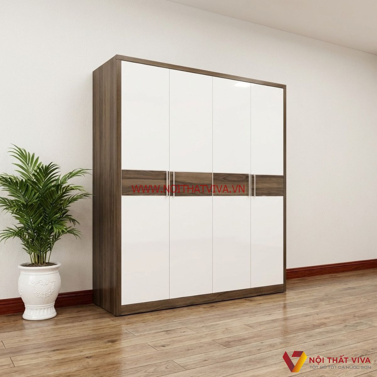 Tủ &Aacute;o MDF 4 C&aacute;nh Trắng Hiện Đại Đẹp Gi&aacute; Rẻ