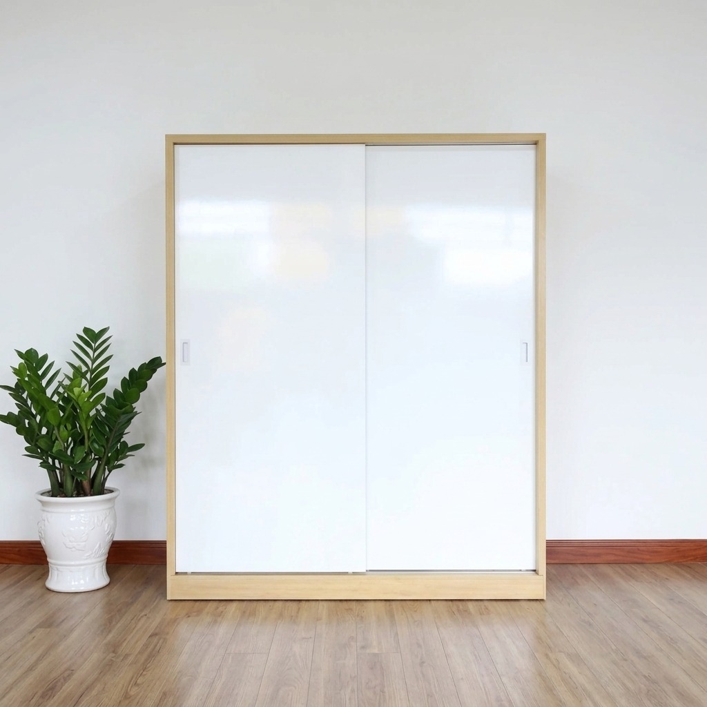 Tủ MDF 2 C&aacute;nh Phủ Melamine M&agrave;u V&agrave;ng C&aacute;nh Trắng Đẹp Gi&aacute; Rẻ