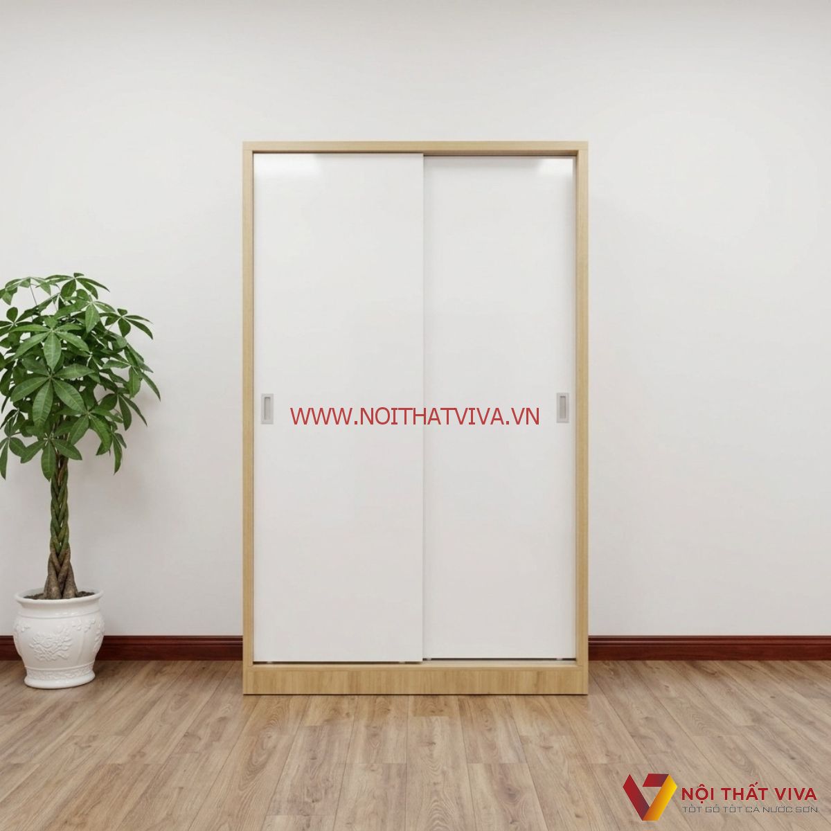 Tủ Cửa Lùa 2 Cánh Gỗ MDF Phủ Melamine Màu Vàng Cánh Trắng Giá Rẻ Tủ Cửa Lùa 2 Cánh Gỗ MDF Phủ Melamine Màu Vàng Cánh Trắng Giá Rẻ