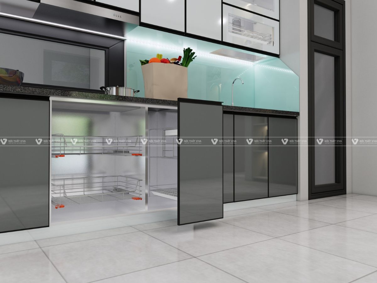 Tủ bếp cánh kính cường lực: xu hướng hiện đại, bền đẹp, báo giá mới nhất