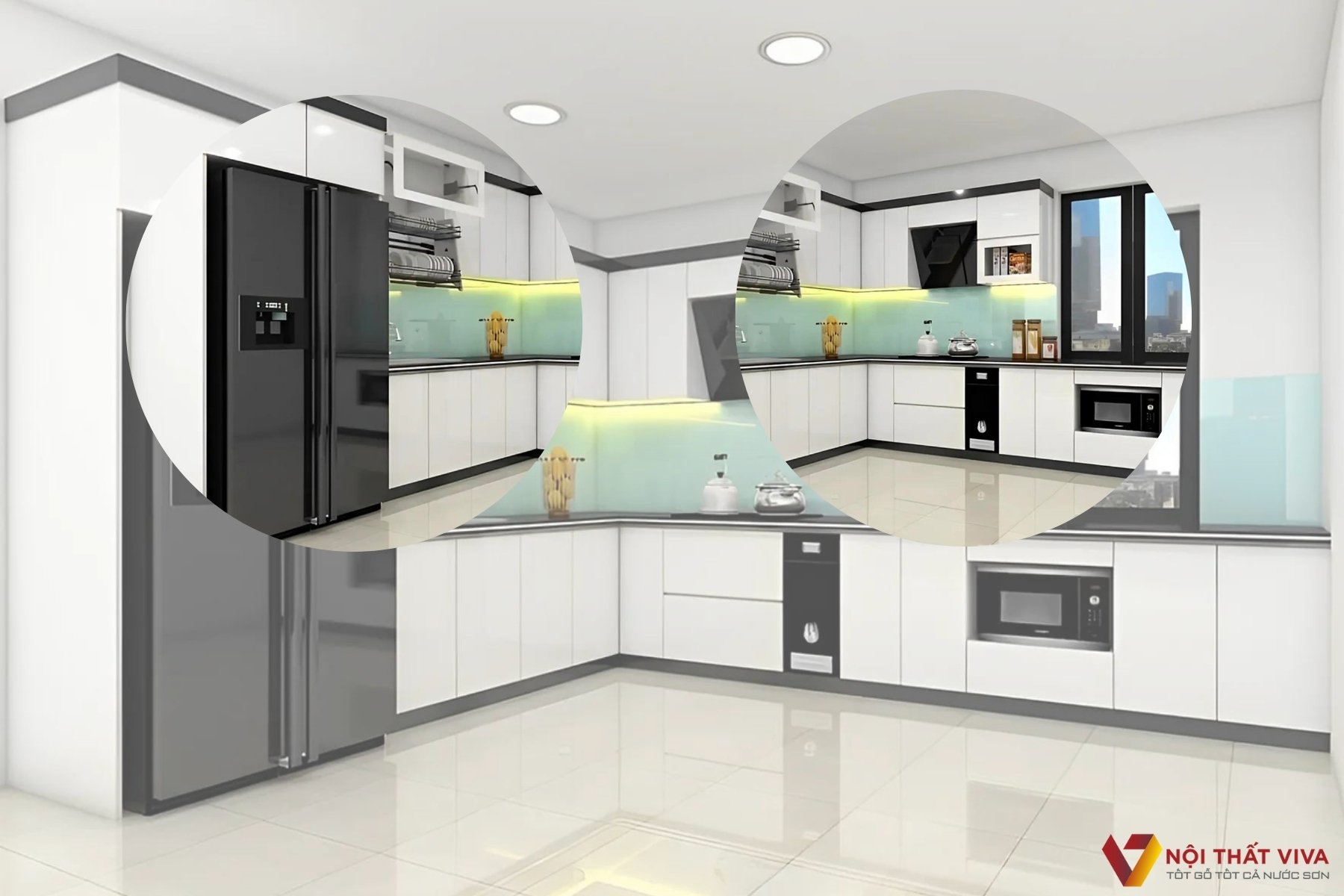 Tủ bếp hình chữ L MDF Acrylic - Thiết kế thông minh tối ưu không gian