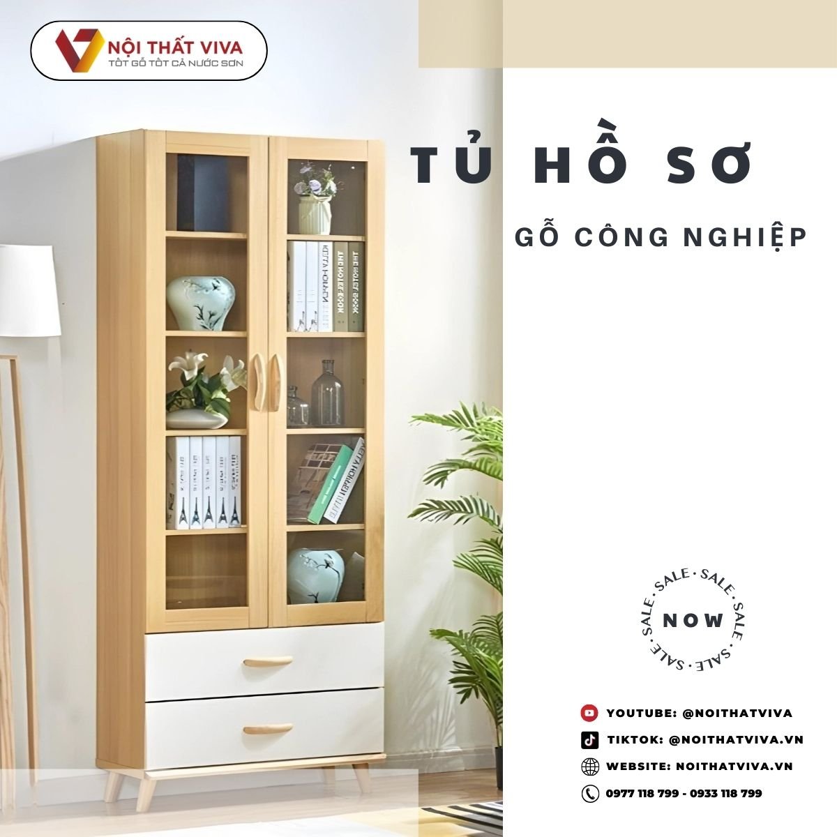 Tủ Lưu Trữ Hồ Sơ Mang Phong Cách Hiện Đại Chất Liệu MDF Phủ Melamine