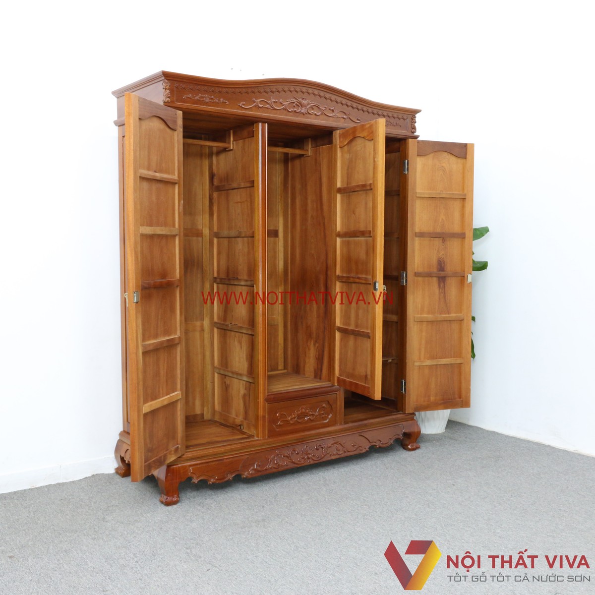 Tủ Áo Quần Đẹp Gỗ Lát Chạm Hoa Văn Tinh Xảo Giá Rẻ