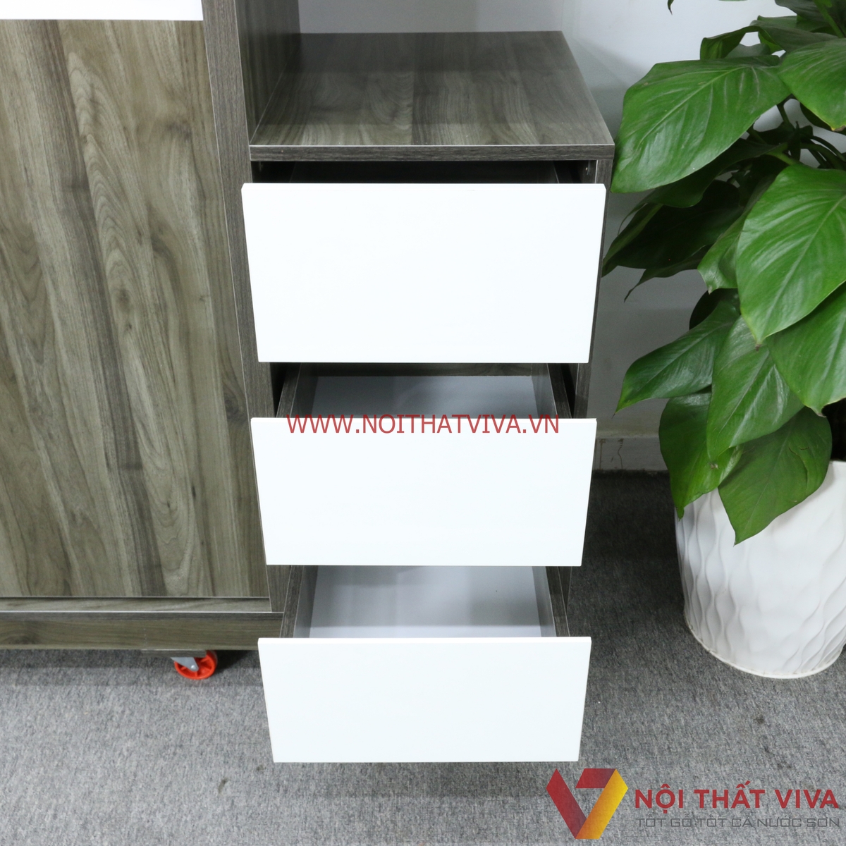 Tủ Quần Áo Cửa Lùa 2 Cánh Màu Xanh Rêu Phối Trắng Gỗ MDF Phủ Melamine Có Kệ Trang Trí 