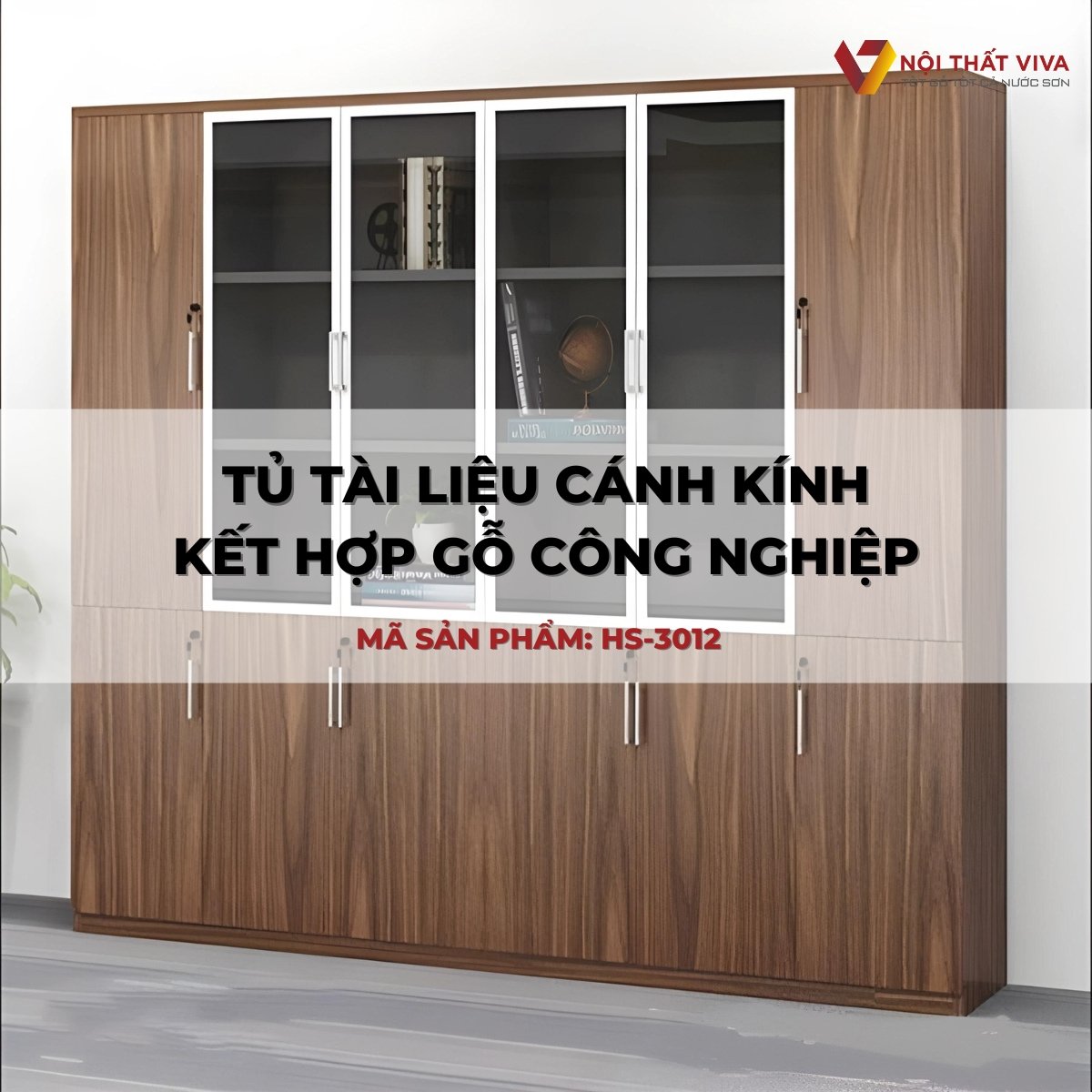 Tủ Tài Liệu Cánh Kính Kết Hợp Gỗ Công Nghiệp Kiểu Dáng Sang Trọng