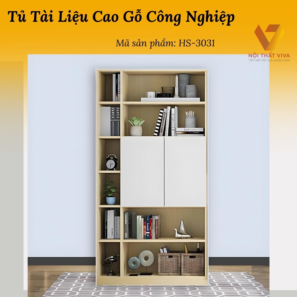 Tủ Tài Liệu Cao Gỗ Công Nghiệp Thiết Kế Sang Trọng Đa Năng