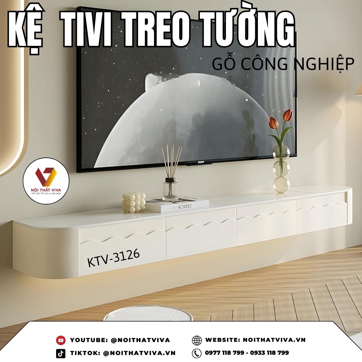 Tủ Tivi Treo Tường Gỗ Công Nghiệp Thiết Kế Sang Trọng 