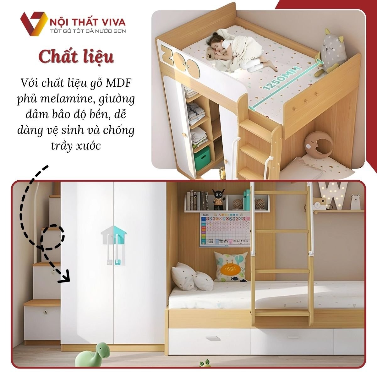 Tư vấn kích thước giường tầng trẻ em tiêu chuẩn, khoa học & an toàn 