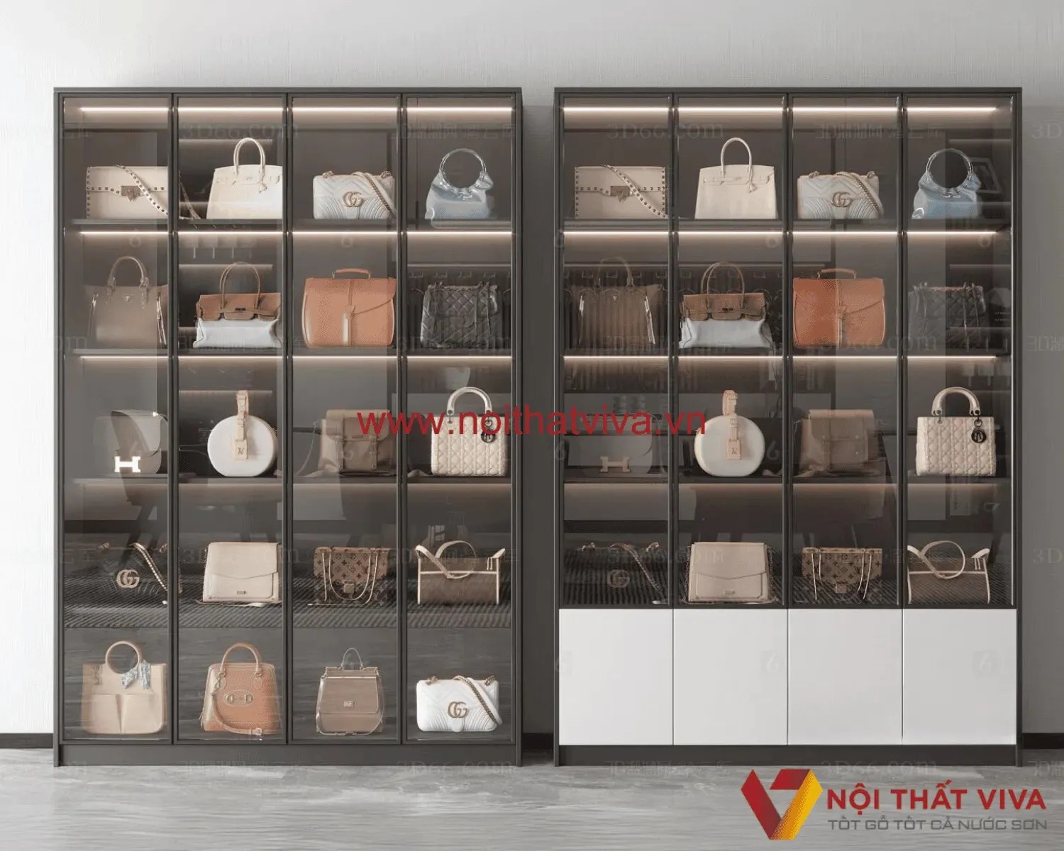 Tư vấn kích thước mẫu tủ kính trưng bày phong thủy cho shop bán hàng 