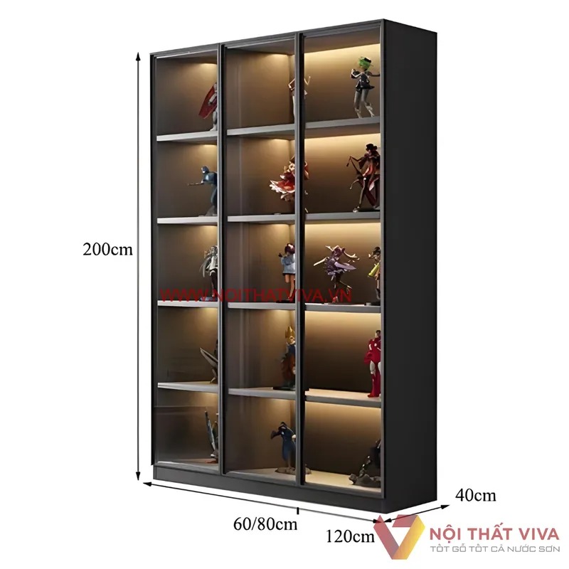 Tư vấn kích thước mẫu tủ kính trưng bày phong thủy cho shop bán hàng 