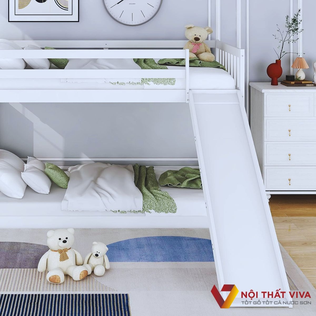 Vì sao giường tầng có cầu trượt lại "gây sốt"? Tổng hợp mẫu đẹp nhất